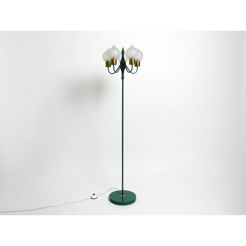 Vintage Kaiser metal floor lamp with 5 ice glass shades, 1960s