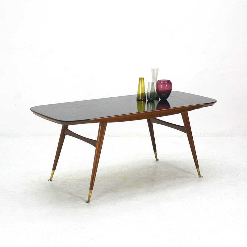 Table basse en verre et laiton - 1950