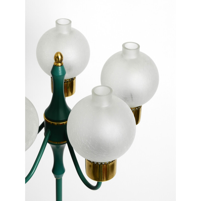 Vintage Kaiser metalen vloerlamp met 5 ijsglazen kappen, 1960