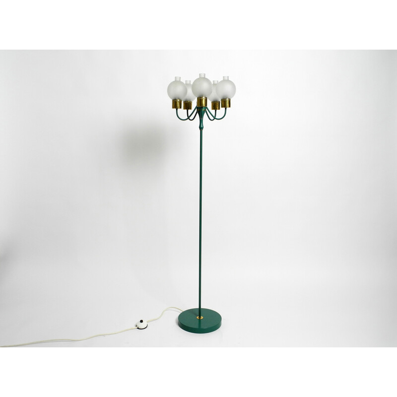 Vintage Kaiser metal floor lamp with 5 ice glass shades, 1960s