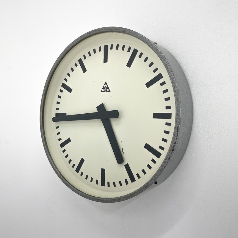 Vintage industrial wall clock by Pragotron, Czechoslovakia 1950s