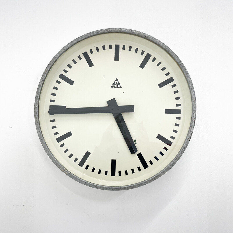 Vintage industrial wall clock by Pragotron, Czechoslovakia 1950s