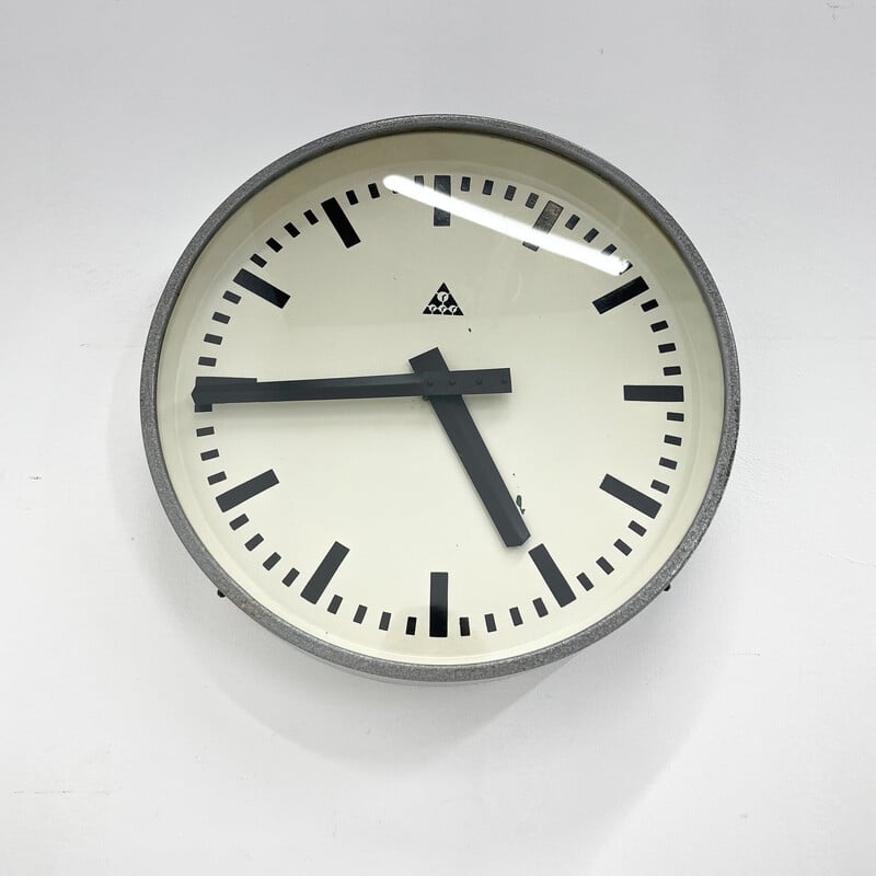 Vintage industrial wall clock by Pragotron, Czechoslovakia 1950s