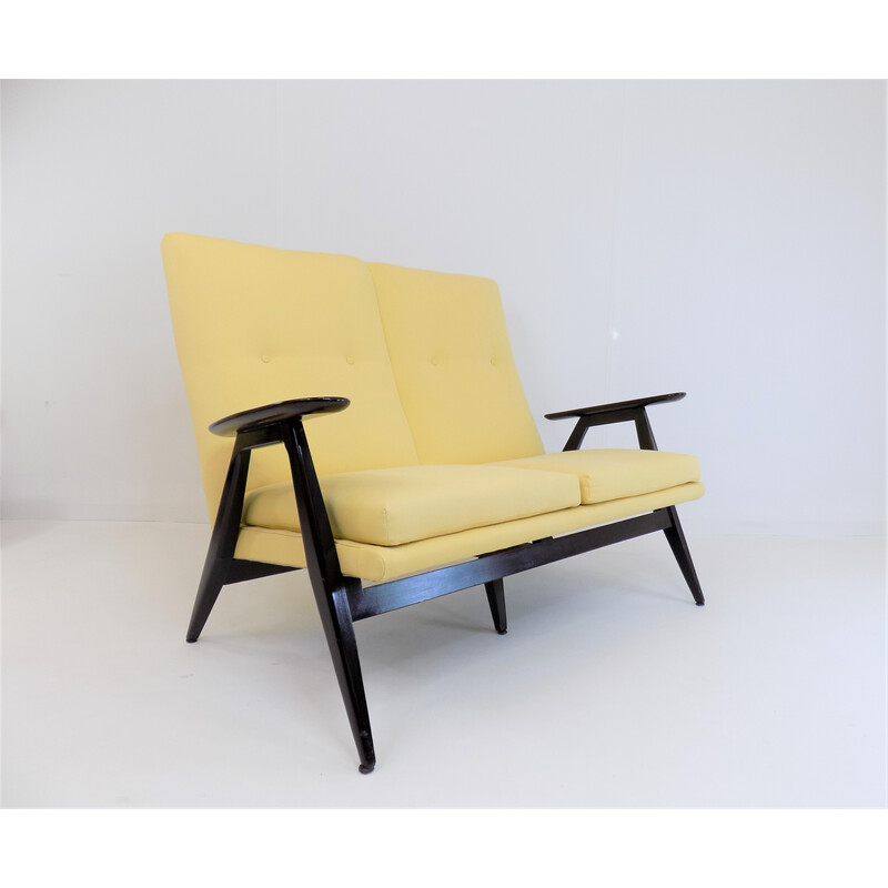 Set da salotto vintage Sk640 in tessuto giallo di Pierre Guariche per Ligne Roset