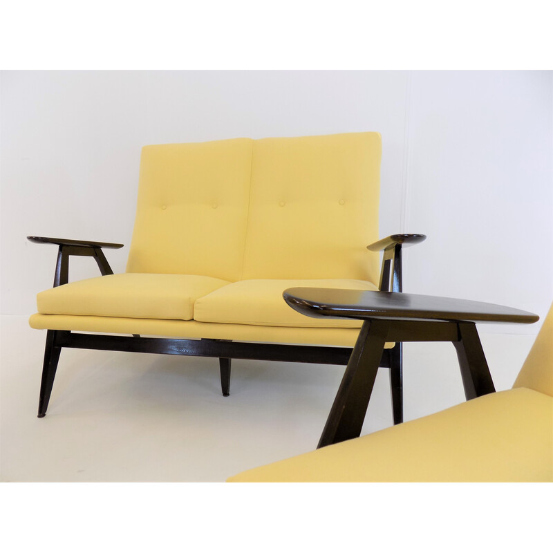 Set da salotto vintage Sk640 in tessuto giallo di Pierre Guariche per Ligne Roset