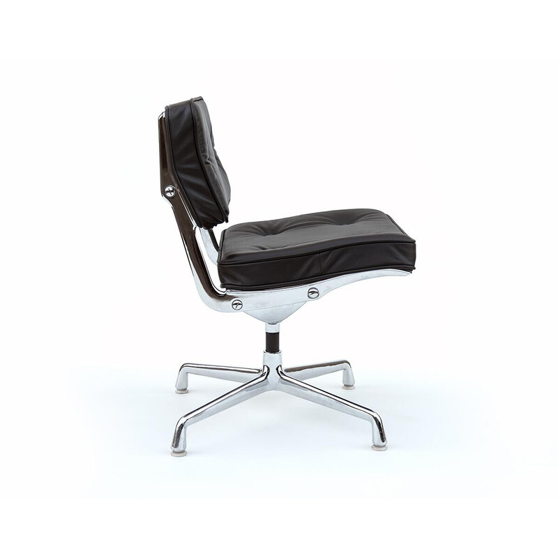 Sillón vintage Es 101 en cuero negro de Ray y Charles Eames para Herman Miller, 1968