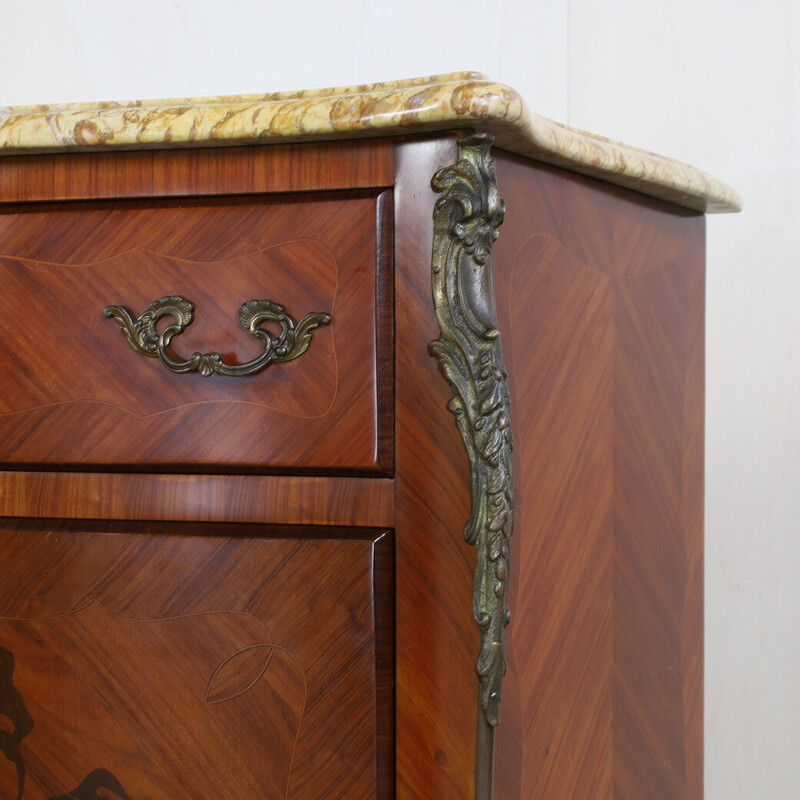 Vintage secretaire in rozenhout en marmer, Frankrijk 1890-1920