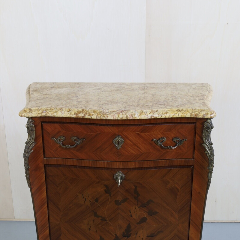 Vintage secretary desk in rosewood and marble, France 1890-1920
