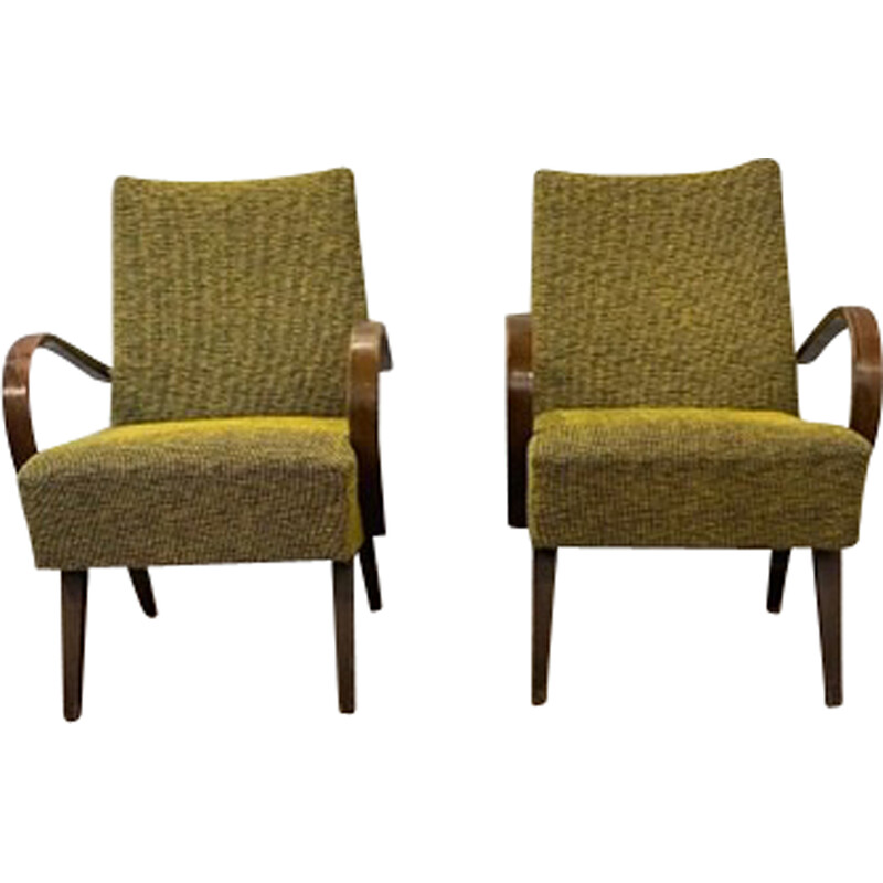 Pair of vintage armchairs model H-237 by Jindrich Halabala for Up Zavody, Czechoslovakia 1930s