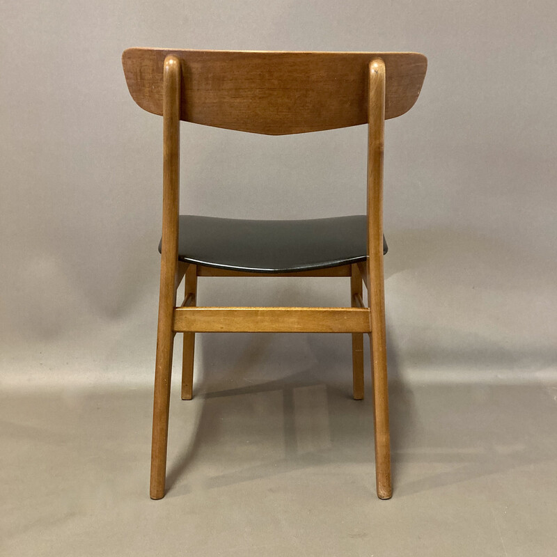Conjunto de 4 cadeiras de teca escandinavas vintage, 1950