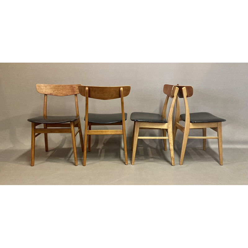 Set of 4 vintage Scandinavian teak chairs, 1950s