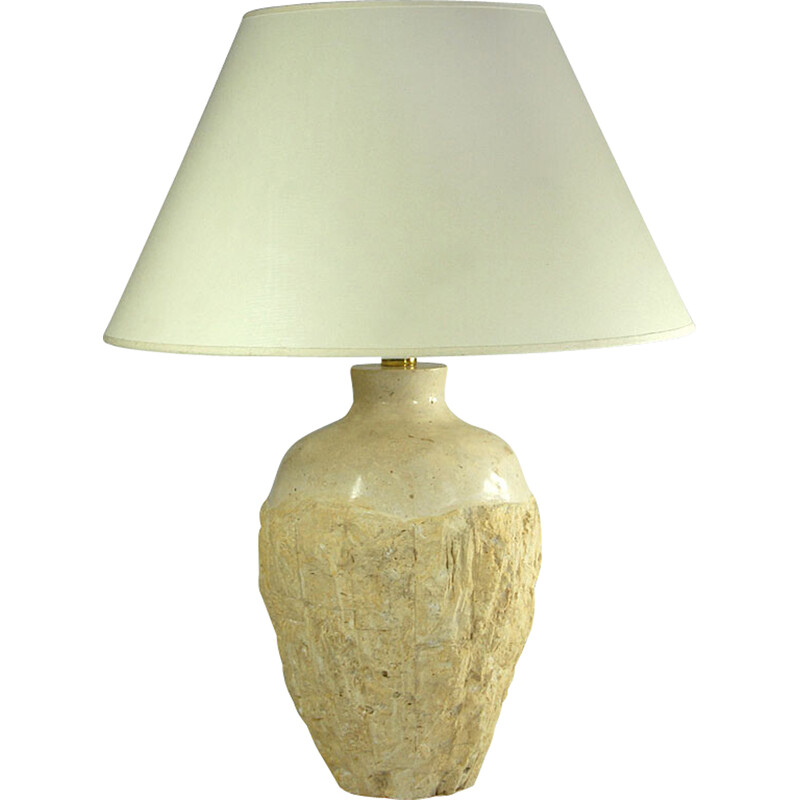 Vintage travertine table lamp, 1980s