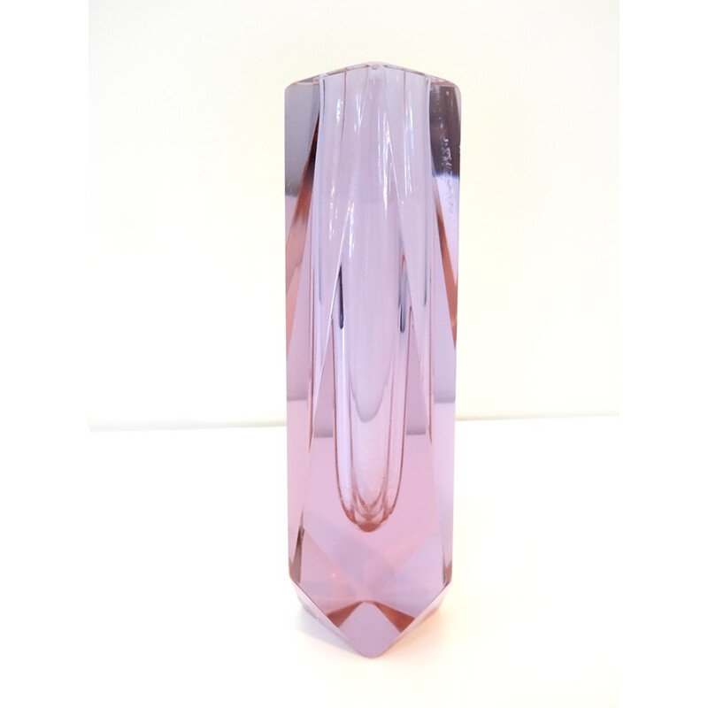 Multiple facet Sommerso vase in glass of Murano - 1960s