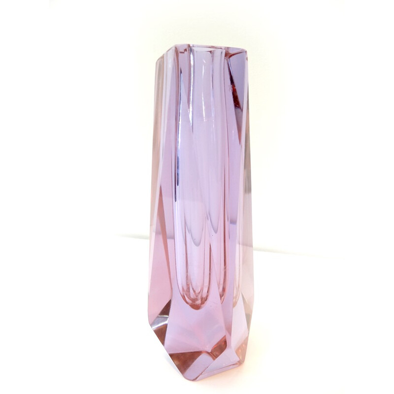 Multiple facet Sommerso vase in glass of Murano - 1960s