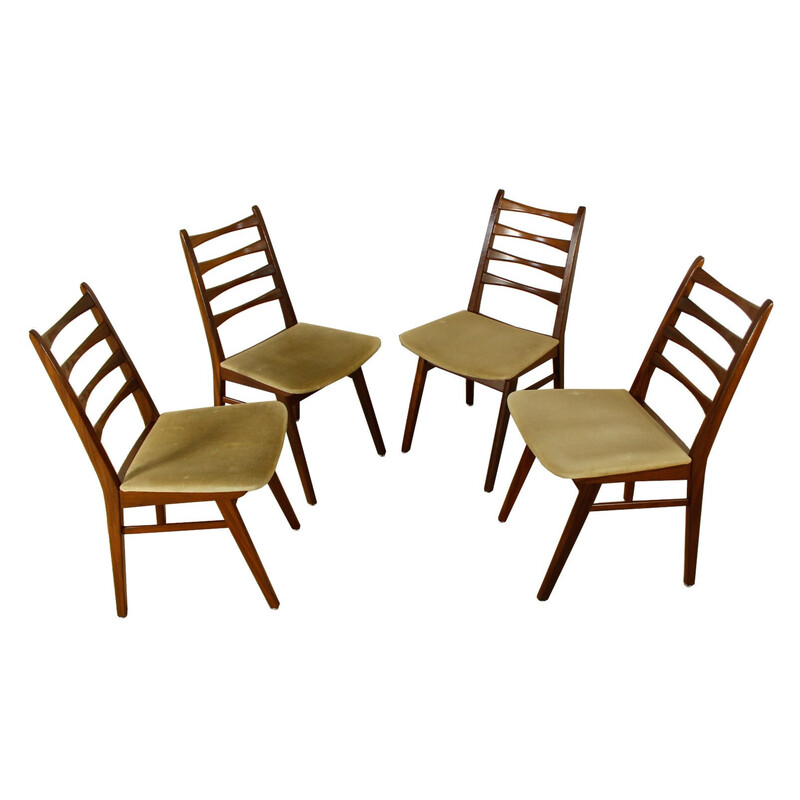 Set di 4 sedie vintage in teak e tessuto di Casala, anni '60