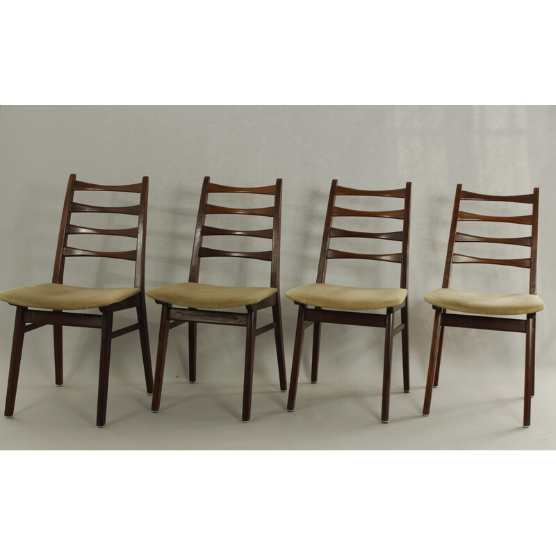 Ensemble de 4 chaises vintage en teck et tissu par Casala, 1960