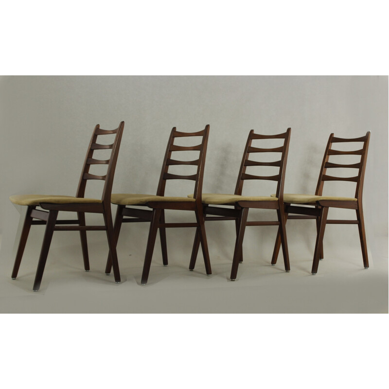 Set of 4 vintage teak and fabric chairs by Casala, 1960s