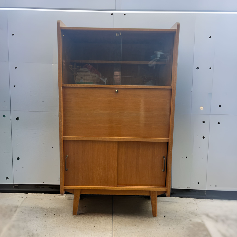 Vintage eikenhouten bureau van René Jean Caillette voor Charron, 1950