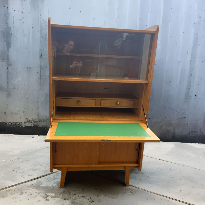 Vintage eikenhouten bureau van René Jean Caillette voor Charron, 1950