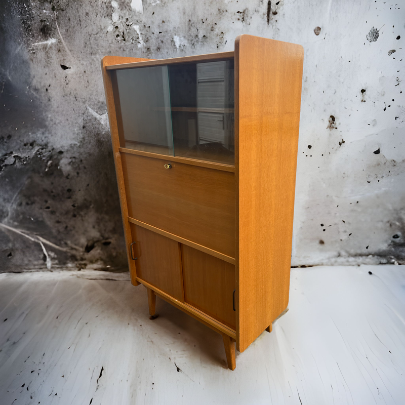 Vintage oakwood secretary by René Jean Caillette for Charron, 1950