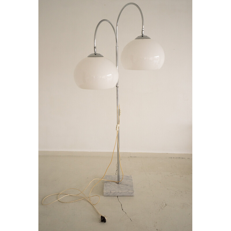 Vintage vloerlamp in chroom en marmer, Italië 1970