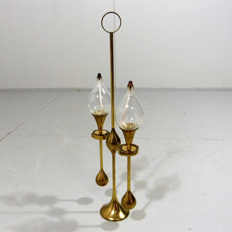 Vintage oil lamp Clear Drops by Freddie Andersen, Denmark 1970s