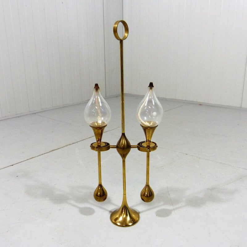 Vintage oil lamp Clear Drops by Freddie Andersen, Denmark 1970s