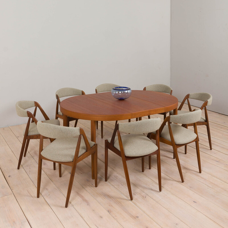 Set of 8 vintage teak dining chairs 31 by Kai Kristiansen for Schou Andersen, Denmark 1960s