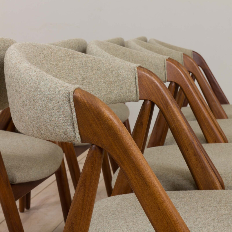 Set of 8 vintage teak dining chairs 31 by Kai Kristiansen for Schou Andersen, Denmark 1960s