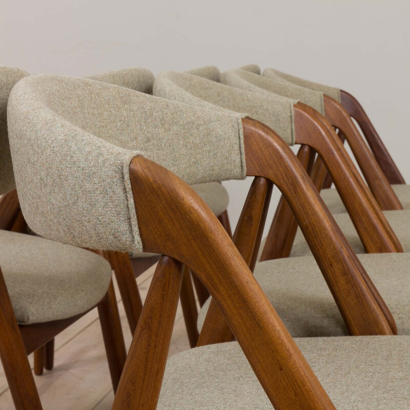 Set van 8 vintage teakhouten eetkamerstoelen 31 van Kai Kristiansen voor Schou Andersen, Denemarken 1960