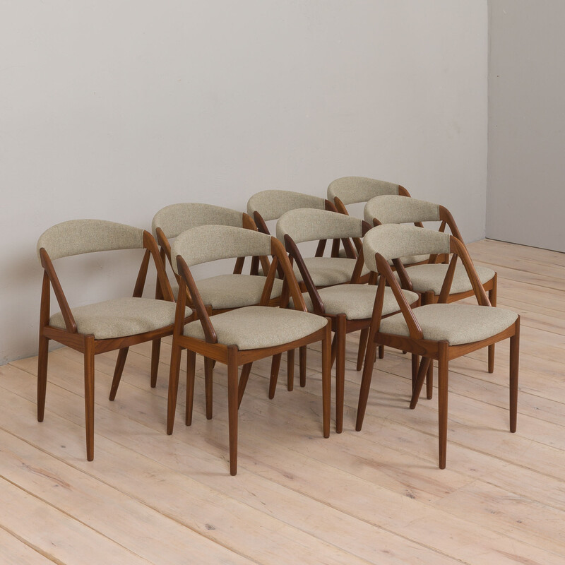 Set di 8 sedie da pranzo vintage in teak 31 di Kai Kristiansen per Schou Andersen, Danimarca 1960