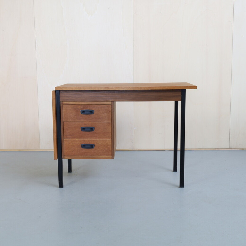 Mid-century Drop Leaf desk in teak by Haagse Meubel Fabriek, 1960s