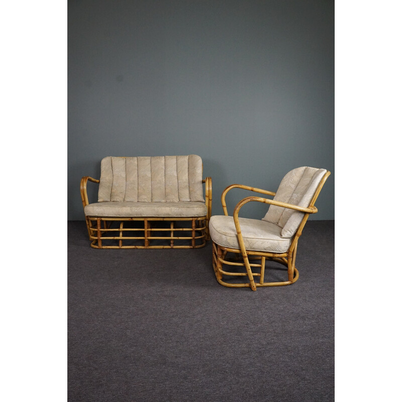 Mid century rotan woonkamer set, 1950