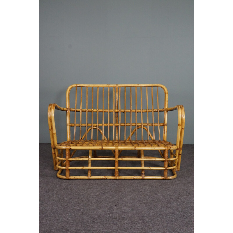 Mid century rotan woonkamer set, 1950