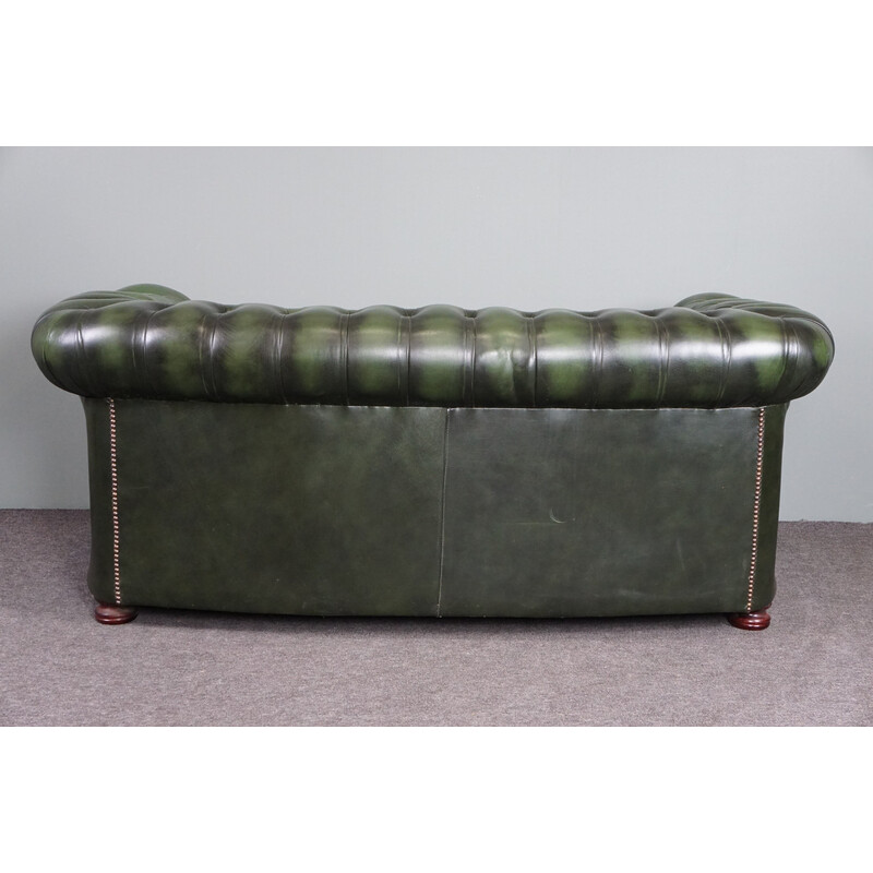 Sofá de couro de vaca resistente Vintage green Chesterfield