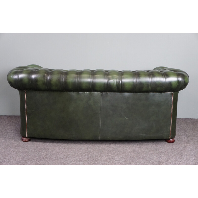 Vintage grün robustes Rindsleder Chesterfield Sofa