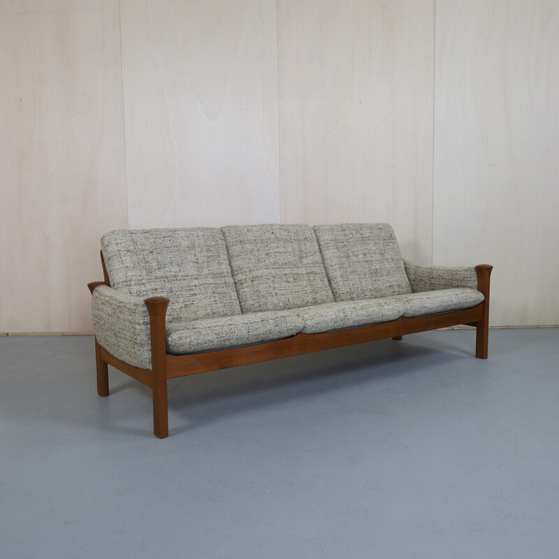 Vintage sofa in bouclé and teak by Arne Vodder for Cado, Denmark
