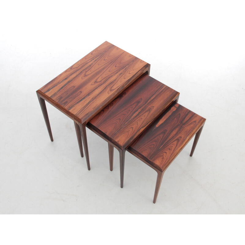 Scandinavian vintage nesting tables in Rio rosewood by Johannes Andersen