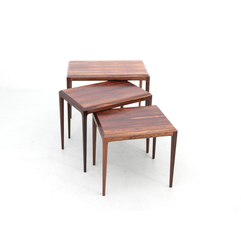 Scandinavian vintage nesting tables in Rio rosewood by Johannes Andersen