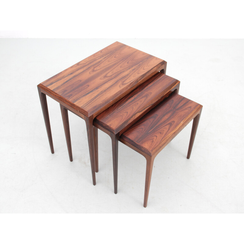 Scandinavian vintage nesting tables in Rio rosewood by Johannes Andersen