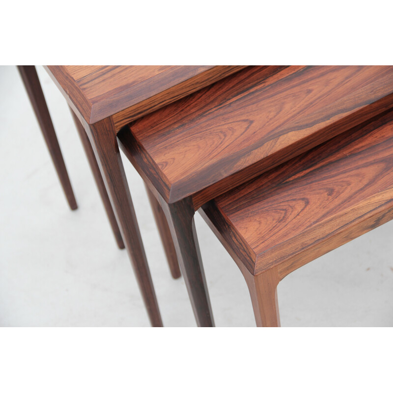 Scandinavian vintage nesting tables in Rio rosewood by Johannes Andersen