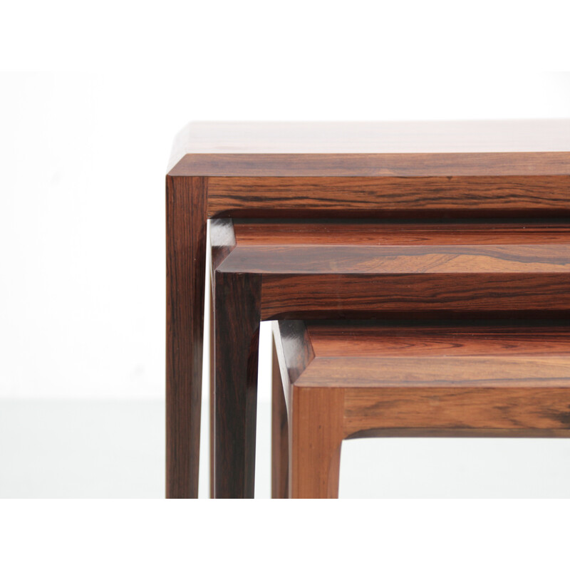 Scandinavian vintage nesting tables in Rio rosewood by Johannes Andersen