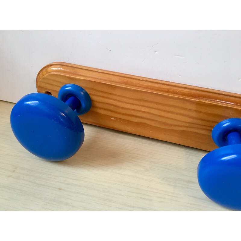 Vintage wood and steel coat rack, 1980