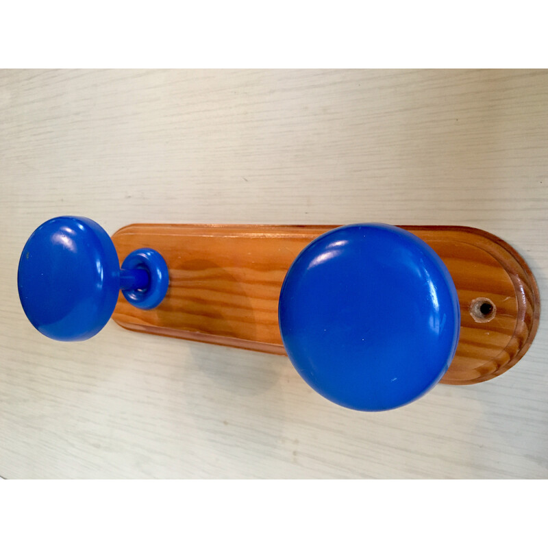 Vintage wood and steel coat rack, 1980