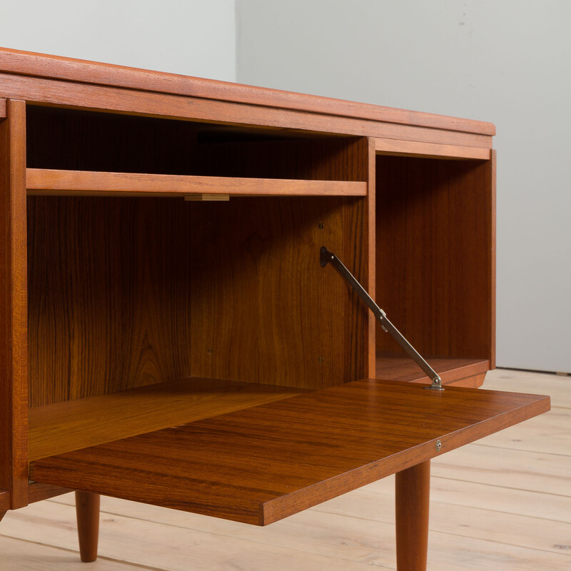 Vintage teak desk with back cabinet by J. Svenstrup for A.P. Furniture, Denmark 1960s