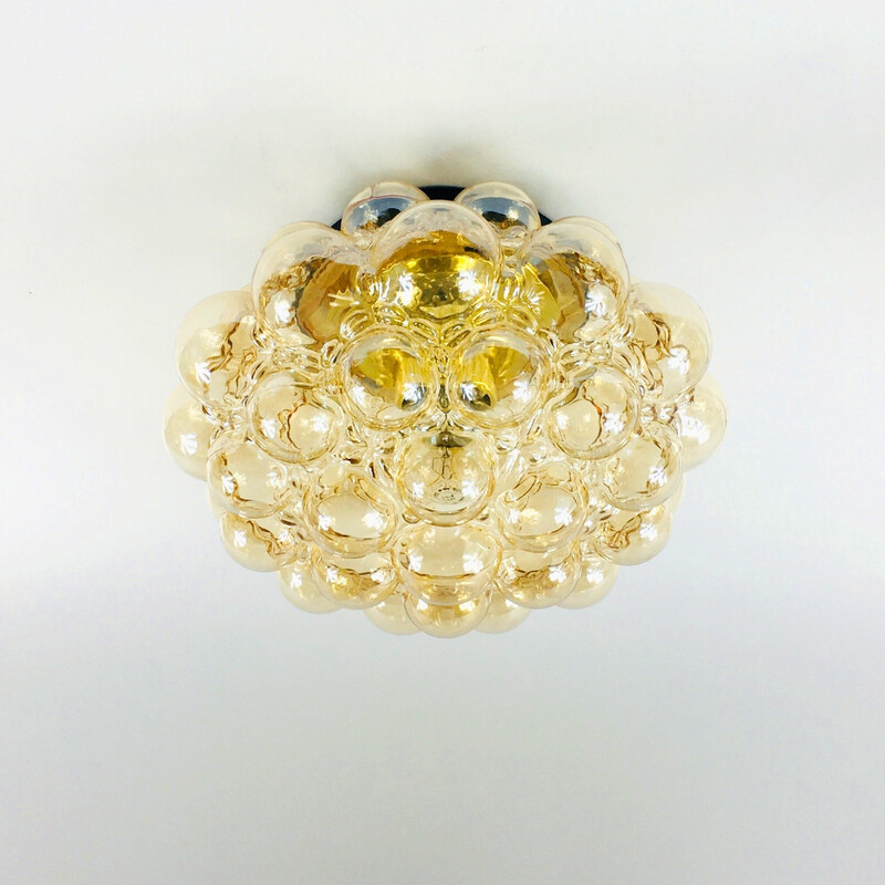 Mid-century amber bubble glass ceiling lamp by Helena Tynell for Limburg, Germany 1970s