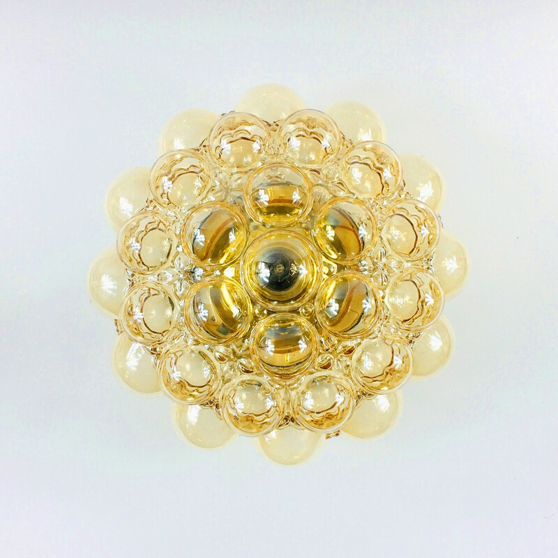 Mid-century amber bubble glass ceiling lamp by Helena Tynell for Limburg, Germany 1970s