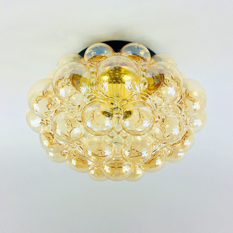 Mid-century amber bubble glass ceiling lamp by Helena Tynell for Limburg, Germany 1970s