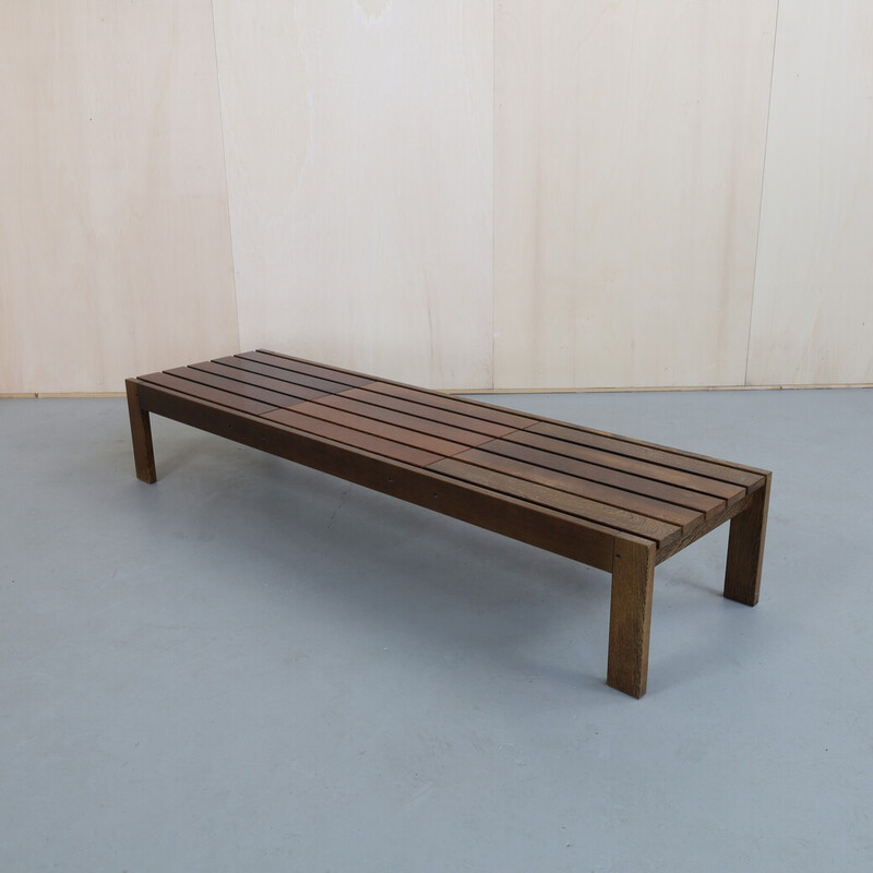 Vintage bench in slatted wengé wood, 1970s