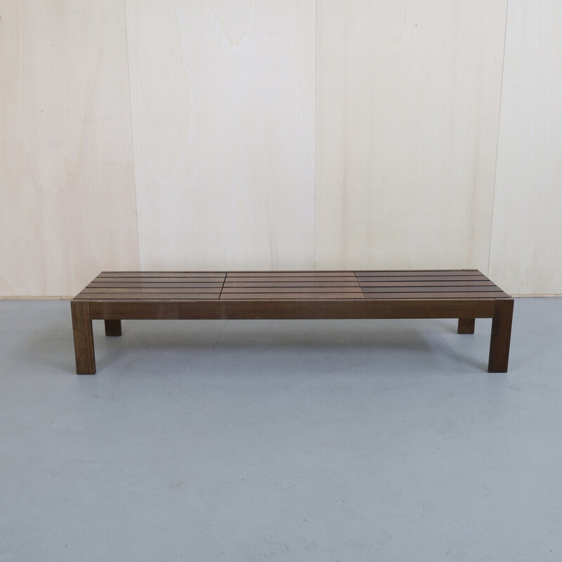 Vintage bench in slatted wengé wood, 1970s